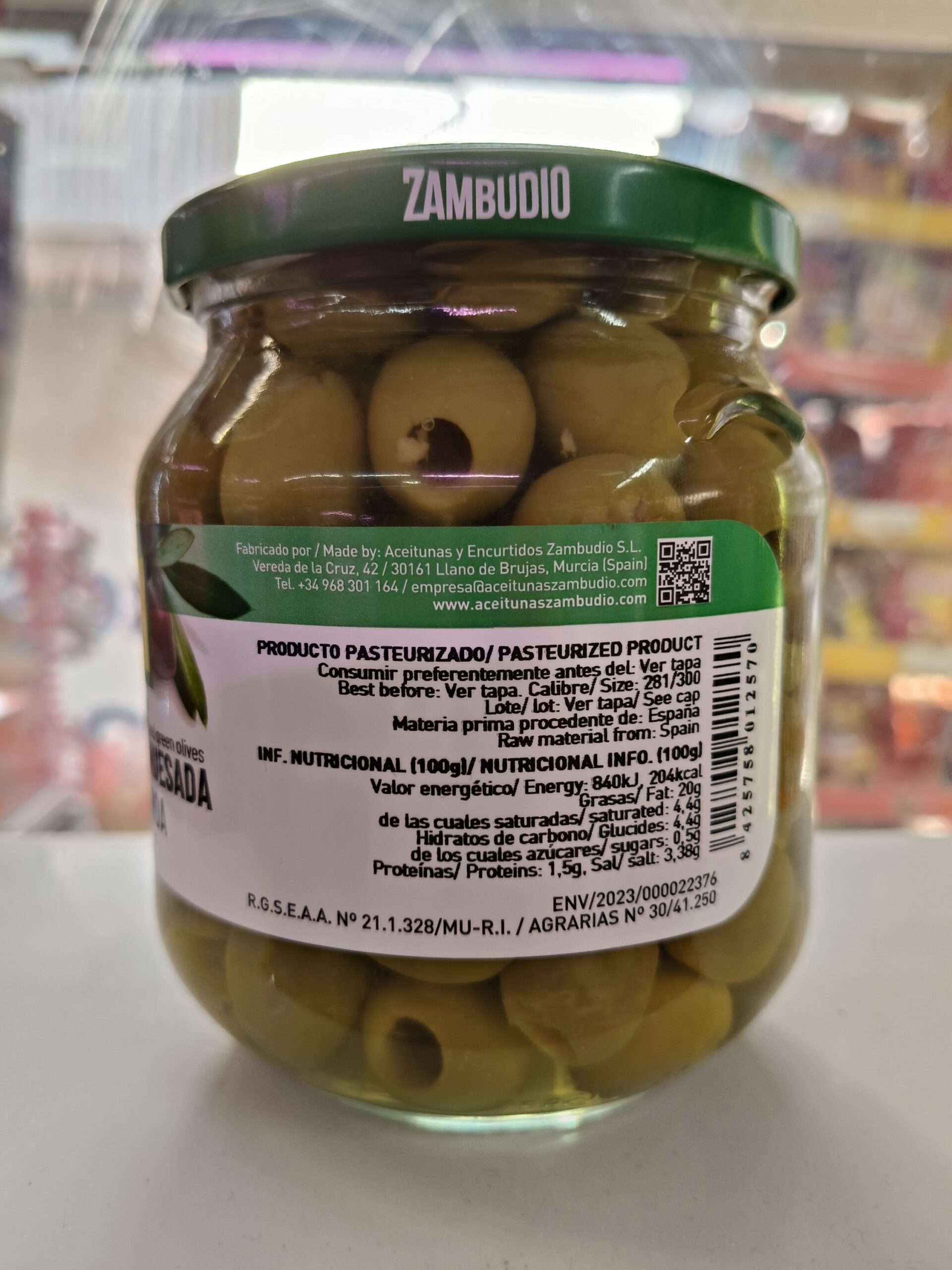 Aceituna manzanilla deshuesada Zambudio tarro 620 grs - Imagen 2